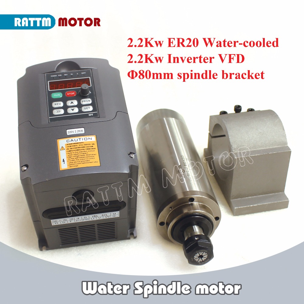 CNC Router Bộ 2.2KW ER20 Nước  - đánh giá và giá 2.2Kw Water Cooled Spindle Kit Vfd